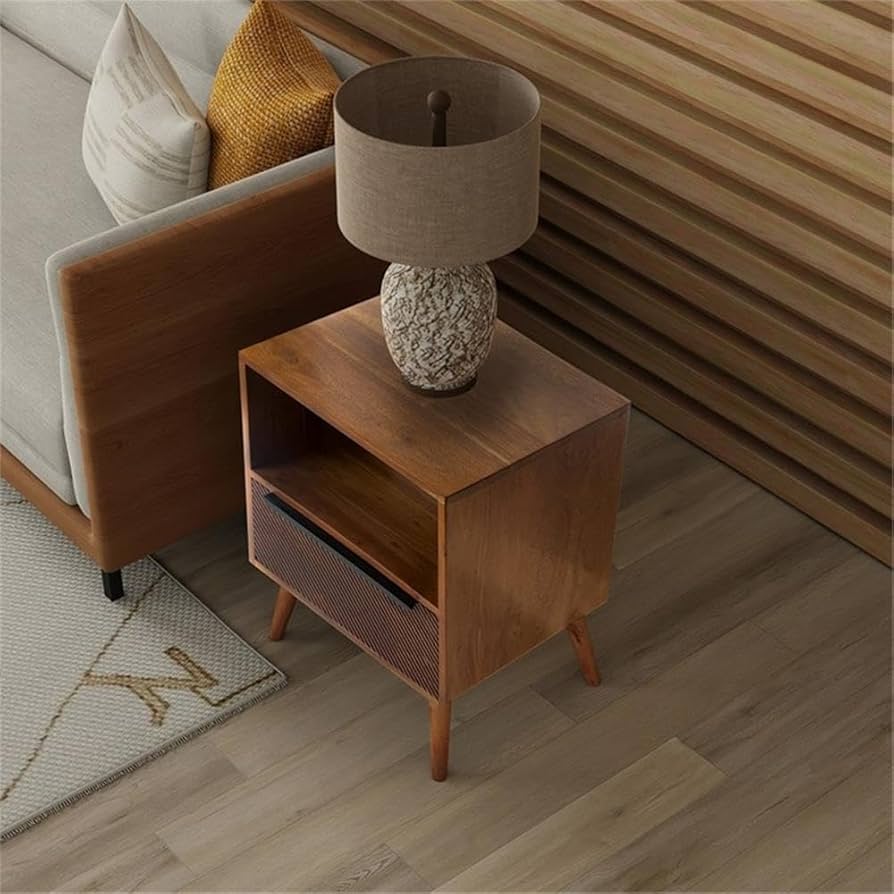 REGAL w21abh ダークブラウン　25cm Amazon.com: Mid-Century Modern Nightstand with Drawer, 24H x